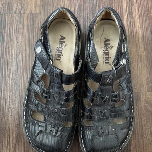 Alegria Pesca 641 Fisherman Sandals Tooled Leather Woven Y2K Boho Workwear Sz37